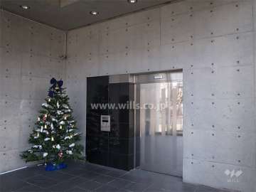 エントランスは吹き抜けで、壁はコンクリート打ち放しです。