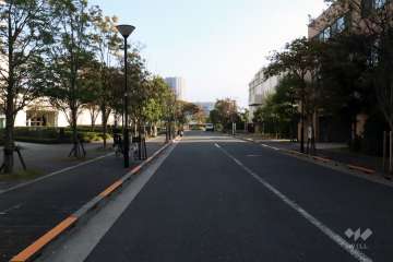 敷地南西側の前面道路(南東側から)