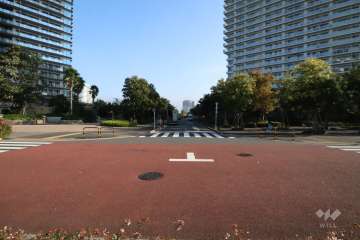 敷地北東側の前面道路(北西側から)