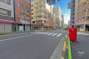 敷地の北側前面道路（西側から）