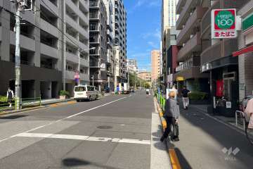 敷地の北西側前面道路（南西側から）