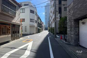 敷地の北東側前面道路（南東側から）