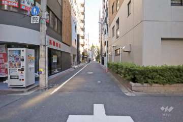 敷地北西側の前面道路(南西側から)