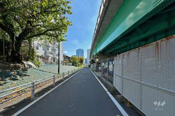 敷地の南西側前面道路（北西側から）