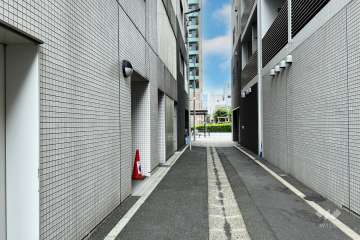 敷地の北東側前面道路（南東側から）