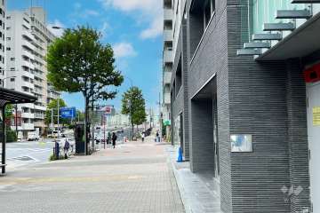 敷地の北西側前面道路（南西側から）