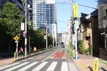敷地南東側の前面道路(北東側から)