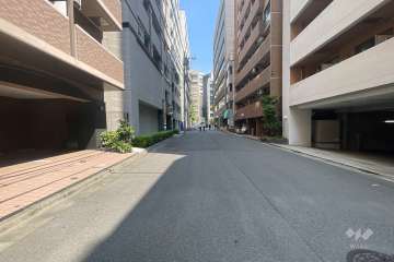 敷地の南側前面道路（西側から）