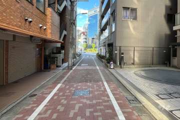 敷地の北西側前面道路（南西側から）