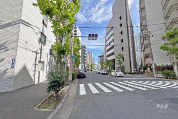 敷地の南西側前面道路（北西側から）