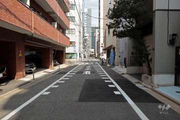 敷地北西側の前面道路（南西側から）