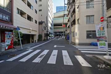 敷地南西側の前面道路（北西側から）