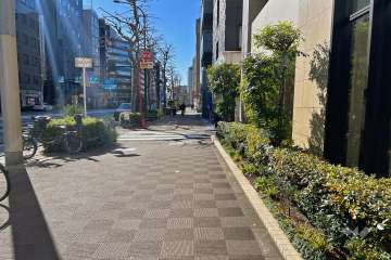 敷地南東側の前面道路（北東側から）