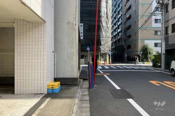 敷地の南西側前面道路（北西側から）