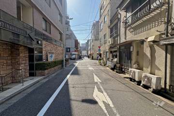 敷地北西側の前面道路（北東側から）