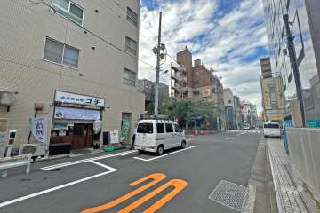 敷地の北東側前面道路（南東側から）