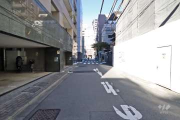敷地北東側の前面道路(南東側から)