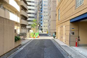 敷地の北側前面道路（西側から）