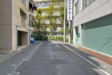 敷地西側の前面道路（西側から）