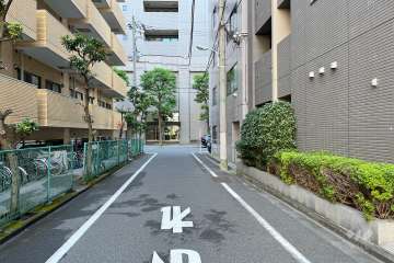 敷地北側の前面道路（西側から）
