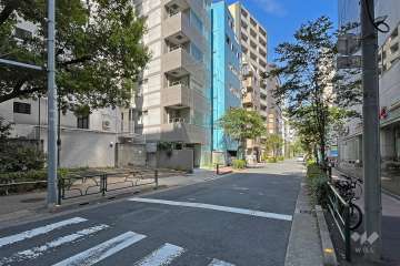 敷地の南東側前面道路（南西側から）