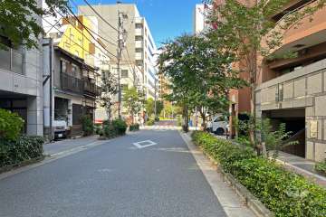 敷地西側の前面道路（南側から）
