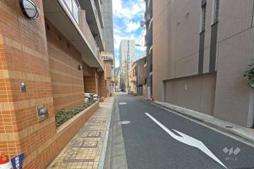 敷地北西側の前面道路（南西側から）