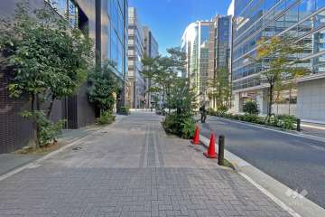 敷地の北西側前面道路（北東側から）