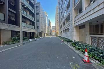 敷地北西側の前面道路（南西側から）