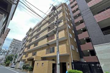 ライオンズマンション新富町の外観（南東側から）