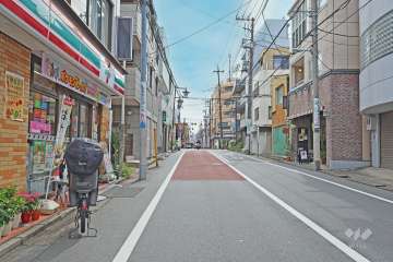 敷地西側の前面道路（北側から）