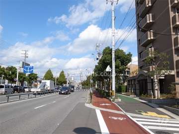 敷地西側の前面道路