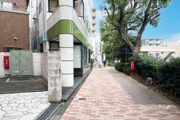 敷地の北東側前面道路（南東側から）