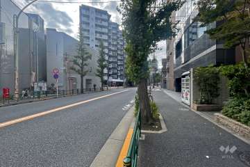 敷地東側の前面道路（北側から）