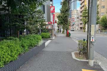 敷地の北東側前面道路（南東側から）