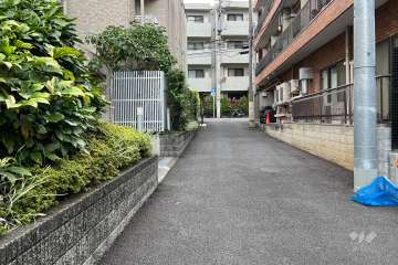 敷地の北東側前面道路（南東側から）