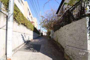 敷地南側の前面道路(西側から)