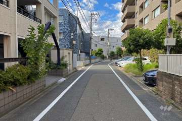 敷地南東側の前面道路（北東側から）