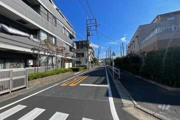 敷地南側の前面道路（西側から）