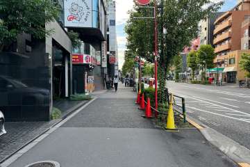 敷地の北東側前面道路（南東側から）