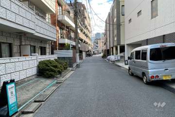 敷地南側の前面道路（西側から）