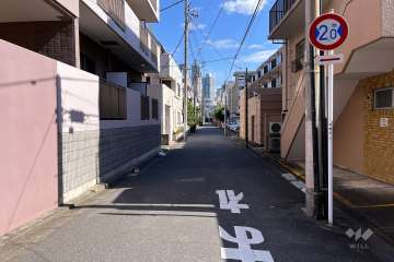 敷地北側の前面道路（西側から）