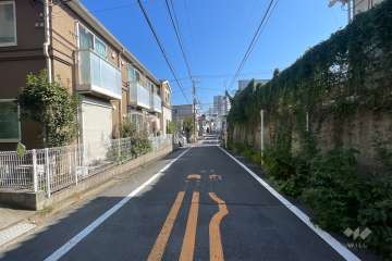 敷地南側の前面道路（西側から）