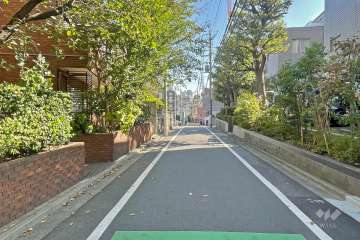 敷地の南側前面道路（西側から）