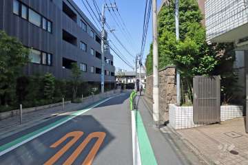敷地南東側の前面道路(南西側から)