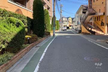 敷地の南西側前面道路（北西側から）