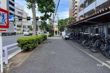 敷地の北側前面道路（西側から）