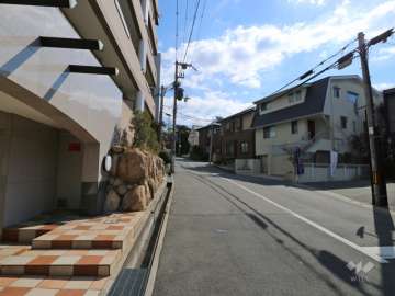 敷地南側の前面道路(西側から)