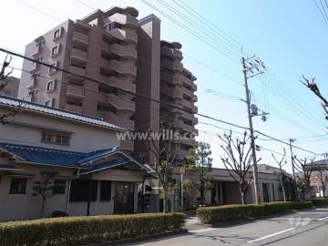 イトーピア香櫨園酒蔵通りの外観（北東側から）　敷地北側は街路樹がきれいな通りです。