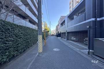 敷地の北側前面道路（西側から）